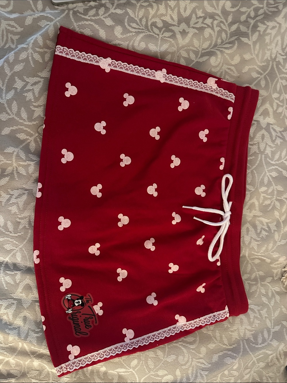 Red Mickey Mouse 'The True Original' Graphic Lounge Skort.